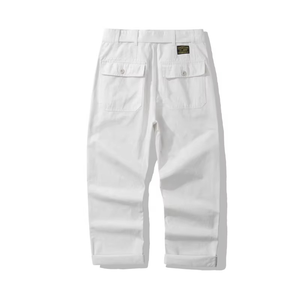 Pantalon long décontracté kaki pour homme, style Gurkha, taille ajustable, en toile, coupe droite, blanc et kaki, vente en gros - Product Image 3