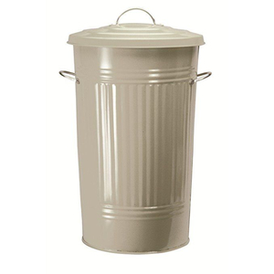 Poubelle en métal galvanisé avec couvercle et poignées latérales, design vintage, en acier, pour la maison, le jardin, l'intérieur et l'extérieur - Product Image 2