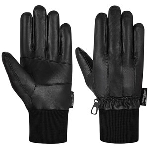 Black wrist length thermal <b>gloves</b> Winter <b>warm</b> leather <b>gloves</b> Faux fur lined leather <b>gloves</b> Mens leather winter <b>gloves</b> - Product Image 1