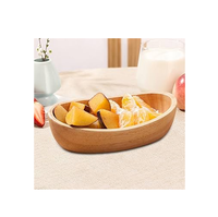 Cuencos grandes de madera para frutas, cuenco para mezclar, juego de cuencos de madera de acacia para ensalada con servidores, de forma redonda y color oscuro personalizado.