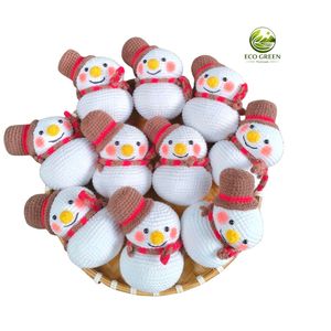 Handmade Crochet Xmas Stuffed Plush Toys Santa Claus Christmas Tree Reindeer Snowman Gift Keychain Set - Product Image 5