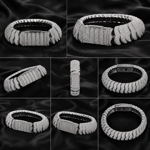 กำไลข้อมือแบบ Cuban Link ชุบทอง 18K ประดับเพชรทรงบาแกตต์และทรงกลมแบบฮิปฮอปสั่งทำพิเศษ - Product Image 5