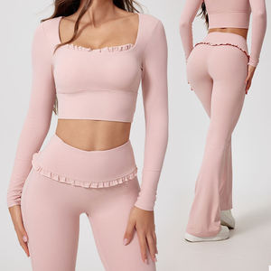 Conjunto Deportivo de 2 Piezas para Yoga y Fitness, Bra Deportivo y Leggings de Cintura Media, Diseño Sólido, Secado Rápido, Spandex y Poliéster para Entrenamiento en Gimnasio - Product Image 4