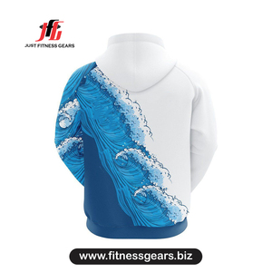 JUST FITNESS GEARS Sweat-shirt à capuche pour homme, imprimé par sublimation, motif vague bleue, coupe classique, décontracté, pour le printemps - Product Image 1
