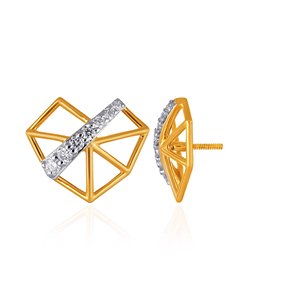 Pendientes de Diamantes con Facetas Lineales, Oro Amarillo de 14K, Pendientes de Diamantes Redondos en Forma de Corazón, Diamantes Cultivados en Laboratorio de Corte Redondo, Joyería Fina de Lujo - Product Image 4