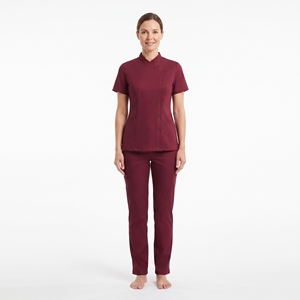 Ensemble de tenue médicale pour femmes, haut d'infirmière à manches courtes avec col montant et boutons latéraux et pantalon, uniforme d'hôpital, vêtements de travail - Product Image 5