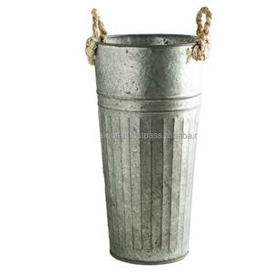 Planteur de fleurs en métal galvanisé, 1 pièce, avec poignées de cordes, pour décor de maison et de jardin - Product Image 1