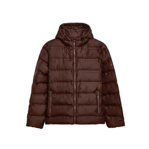Custom Logo <b>Men's</b> Puffer Jacket <b>Hooded</b> Quilted Lightweight Warm Winter <b>Coat</b> Padded Outdoor Casual Zip Up Streetwear Jacket - Product Image 1