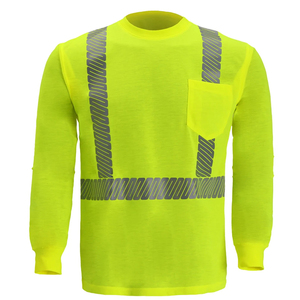Camisas de trabajo de manga larga de alta visibilidad altamente recomendadas, reflectantes, transpirables y ligeras. - Product Image 1