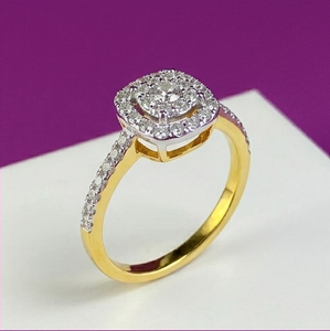 Anillo de Diamantes Naturales con Certificación GGL, Corte Brillante Redondo, Oro Amarillo de 14K para Mujer, con Halo, Estilo Clásico, Regalo de Compromiso - Product Image 3