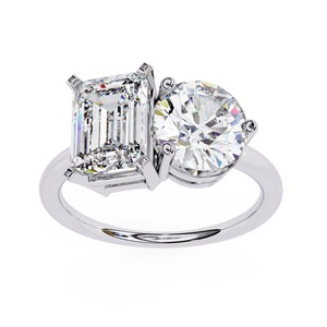 <b>Emerald</b> Cut Moissanite Engagement <b>Ring</b> Sterling <b>Silver</b> Rhodium Plated Prong Setting IGI Certified Unisex Jewelry 12 GM - Product Image 1