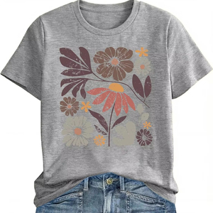 Camiseta Moderna Estampada para Mujer, Informal, de Algodón Suave, Elegante, Transpirable, para Uso Diario - Product Image 1