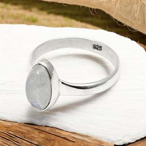 Natural Rainbow Moonstone Gemstone <b>Ring</b> Crafted From 925 Sterling Silver Wedding Fine <b>Boho</b> Jewelry With Marquise Cut Stone - Product Image 3