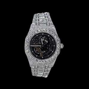 Reloj Automático Premium para Hombre, Totalmente Cubierto de Diamantes, Diseño de Esqueleto |   Reloj de pulsera de acero con corte de diamante de primera calidad |   Reloj de Moda Hip-Hop Bling - Product Image 1