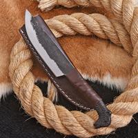 Couteau Viking en acier au carbone fait main sur mesure avec manche forgé à la main et étui en cuir fin, couteau médiéval forgé