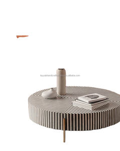 Mesa de centro con incrustaciones de hueso Diseños de flores de hueso de lujo Sala de estar para decorar el hogar y de la India - Product Image 2