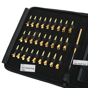 Kit d'outils professionnels pour extensions de cheveux dorées : extracteur de micro-perles, crochet de tirage, pince de sectionnement, peigne à queue et ciseaux de coupe-fil - Product Image 4