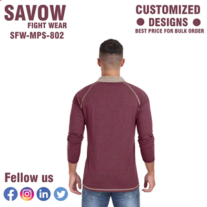 เสื้อโปโลแขนยาวผู้ชาย สีแดงเลือดหมู ผ้าเนื้อนุ่มระบายอากาศดี ดีไซน์ลำลอง พิมพ์ลายโลโก้ด้านหน้า - Product Image 2