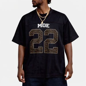 เสื้อเจอร์ซีย์อเมริกันฟุตบอลทรงโอเวอร์ไซส์สำหรับผู้ชาย ปี 2026 ลายพิมพ์เสือดาว หมายเลขพิมพ์แบบเรโทร คุณภาพสูง ผ้าตาข่าย แบบสั่งทำตามเทรนด์ - Product Image 2