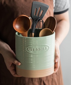 Juego de Portautensilios de Cerámica Premium, Diseño de Doble Tamaño, Acabado Mate, Base Gruesa, Resistente al Calor, Organizador de Almacenamiento para la Encimera de la Cocina - Product Image 4