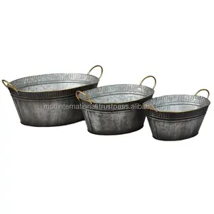 Gegalvaniseerde Emmerplanters Gegalvaniseerde Metalen Emmer Planter Gegalvaniseerd Metalen Bloemenemmer Antiek Indoor Decoratieve Groothandel