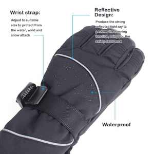 Men <b>Women</b> PU Leather/Polyester Waterproof Fabric Insulated Split Finger <b>Ski</b> <b>Gloves</b> For Snowboarding Winter Sports - Product Image 5