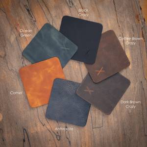 Ensemble de sous-verres en cuir faits à la main, sous-verres durables résistants à la chaleur, protection de table, coffret cadeau haut de gamme GLC-0050 - Product Image 6