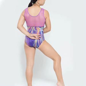 Girls Printed Slim High Waist <b>Leotard</b> <b>Shorts</b> Set Sleeveless <b>Gymnastics</b> Dance Workout Outfit with Criss-cross Scrunchie - Product Image 5