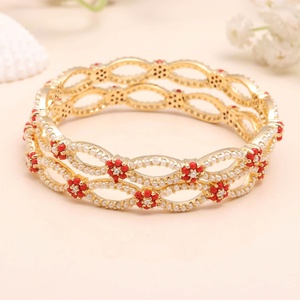 Elegant Coral and Pearl Bridal Bangle Handmade Traditional Indian Brass <b>Kada</b> Gift for Women Wholesale Price - Product Image 2