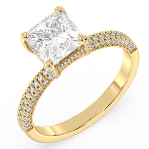Bague Halo REYES en Argent Sterling 925 avec Moissanite Taille Princesse de 2,59 Carats et Plaqué Or Jaune 14K 18K – Cadeau de Mariage, Bijoux Fins - Product Image 2