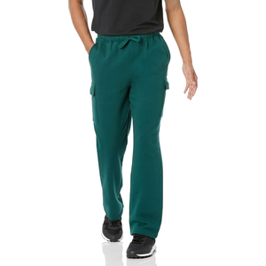 Pantalones Deportivos de Forro Polar Verde para Hombre, Cintura Elástica con Cordón, Bolsillos Laterales, Ropa Casual de Otoño - Product Image 1