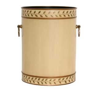ถังขยะโลหะสีขาวขุ่นทรงกลม ลายข้าวสาลี พร้อมหูจับ สำหรับโรงแรม - Product Image 2