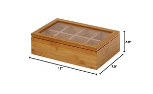 Multi-Purpose 8-Slot Square Wooden <b>Tea</b> Bag Spice <b>Box</b> Eco-Friendly Clear Acrylic Lid Gourmet Kitchen Display Case Corporate Gift - Product Image 4