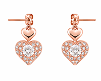 Ensemble de bijoux en argent sterling 925 plaqué or de luxe en forme de cœur avec zircon cubique, collier et boucles d'oreilles, cadeau de mariage pour femme