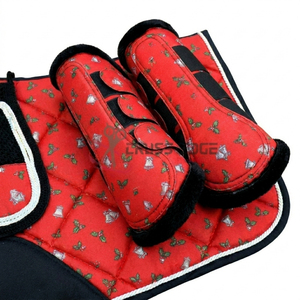 Ensemble complet de tapis de selle Crossedge pour dressage, avec doublure respirante en polycoton, bonnet anti-bruit et protège-attelles - Product Image 4