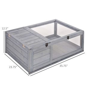 Gabbia Classica Grigia per Rettili da Interno ed Esterno, Casetta per Tartarughe in Legno di Abete con Motivo Rettangolare, Arredamento per Tartarughe - Product Image 3