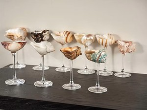 Premium Handmade Shell <b>Goblet</b> Coastal Table Decoration Glassware - Product Image 3