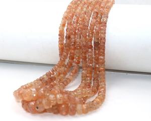 Perles naturelles en forme de rondelle à facettes en pierre de soleil pour la fabrication de bijoux - Product Image 1