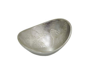 Bol décoratif en aluminium en forme de papillon |   Élégante coupelle décorative en métal argenté pour la maison, les clés, les bijoux et comme centre de table - Product Image 1