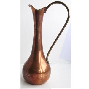 Handcrafted Cylindrical Hammered Pure <b>Copper</b> Water Jug Pitcher Set with Brass Finial <b>Knob</b> Lid & 2 Glasses - Product Image 3