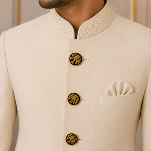 Bouton en émail d'oiseau volant doré de luxe pour Sherwani, marque Mayrabygungun, en laiton fait main avec un design antique royal gravé, Rajasthan - Product Image 3
