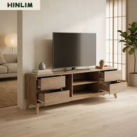 Moderno y Resistente Soporte de TV de Madera con Cajones de Almacenamiento y Estantes para Muebles de Sala de Estar, Diseño Escandinavo, Independiente, para Televisores de hasta 65 Pulgadas