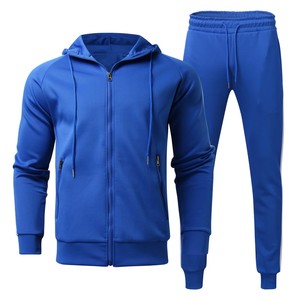 Unisex Full <b>Zip</b> <b>Hooded</b> 2 in 1 100% Cotton Lightweight Track Suits Set for Autumn Workouts for sale - Product Image 1