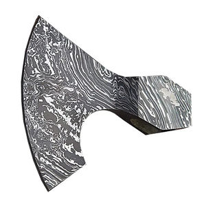 Burraq Hache de fendage et tête de tomahawk en acier Damas, qualité industrielle supérieure, faite main, personnalisable DIY, avec fourreau en cuir, pour la chasse en extérieur - Product Image 2