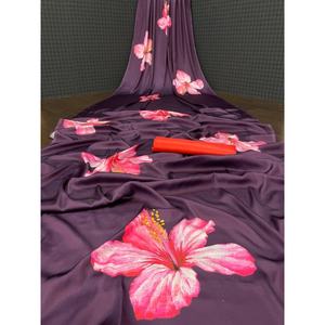 DESIGNER SOFT DEVSENA SILK DIGITAL PRINT WORK <b>SAREE</b> WITH UNSTITCHED BLOUSE <b>PURPLE</b> - Product Image 1