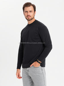 Camiseta de algodón con cuello redondo al por mayor, camisetas personalizadas OEM, nuevas, lisas, informales para hombre, de manga larga, color sólido, corte regular, frontal 2026 - Product Image 2