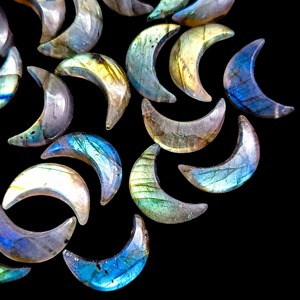 Natural Flashy Labradorite Crescent <b>Moon</b> Shape Carved Gemstone 18mm Smooth Briolette <b>Charm</b> For Jewelry Making Wholesale Bulk - Product Image 6