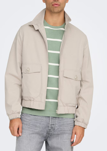 Blouson bomber utilitaire minimaliste de haute qualité, coupe-vent léger à col cheminée crème uni, personnalisable pour homme - Product Image 3