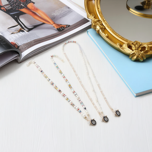 Cordoncino per occhiali Z Love Pearl a tripla catena da 70 cm, cinturino da collo con perline alla moda per occhiali - Product Image 3