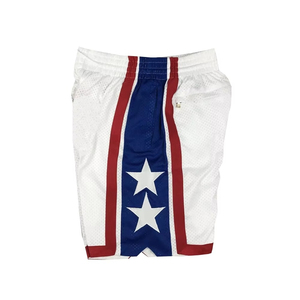 Shorts de basket-ball blancs pour hommes, fermeture à cordon, longueur mi-cuisse, décontractés, respirants, imperméables, séchage rapide, 100% polyester - Product Image 3